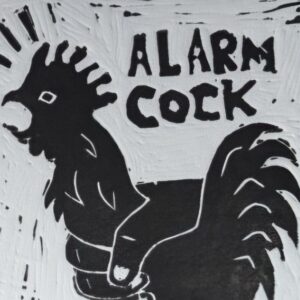 ALARM C*CK lino print